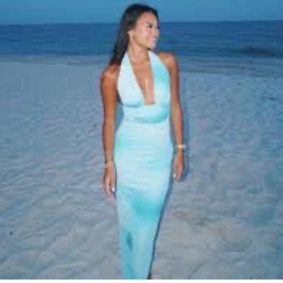 ZARA NEW WOMAN SS24 GREENS PRINTED TULLE HALTER DRESS - Picture 2 of 15